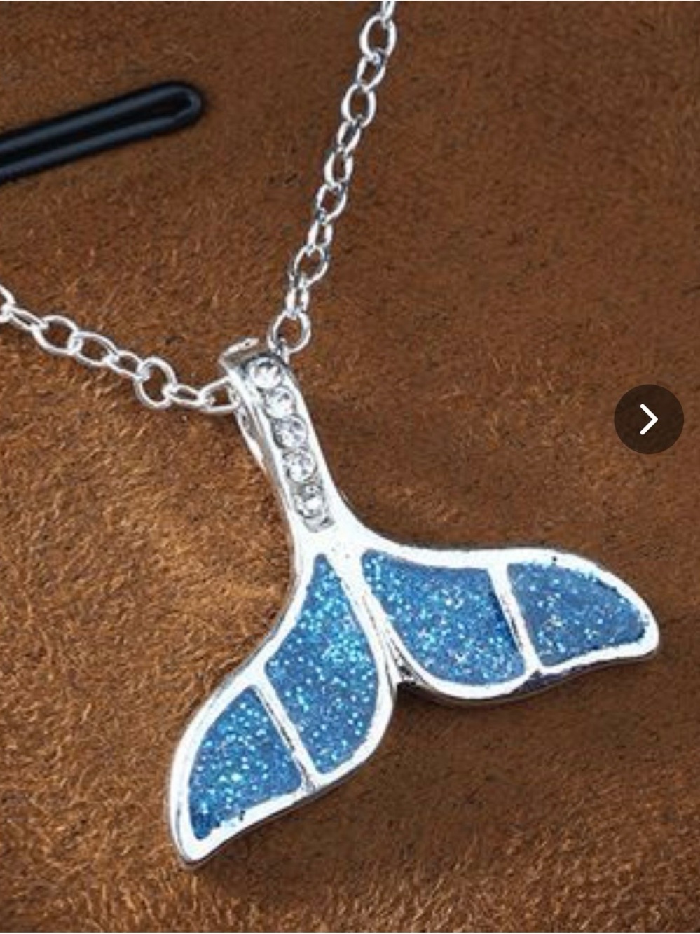 Blue Glitter Mermaid Tail Pendant Necklace